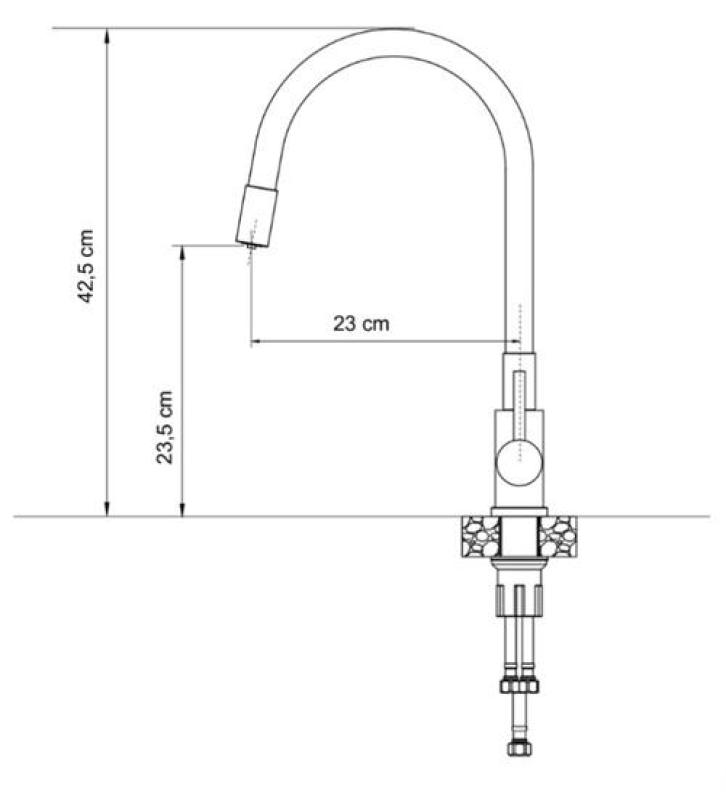 Quadri Selene Küchenmischbatterie Edelstahl 3-Wege mit flexiblem Auslauf und zusätzlichem Anschluss für gefiltertes Wasser 1208971407