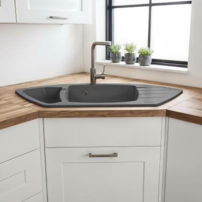 Graniteland Monte Granit Graue Eckspüle Aufbau 901x538mm mit Edelstahl Stecker 1208971416