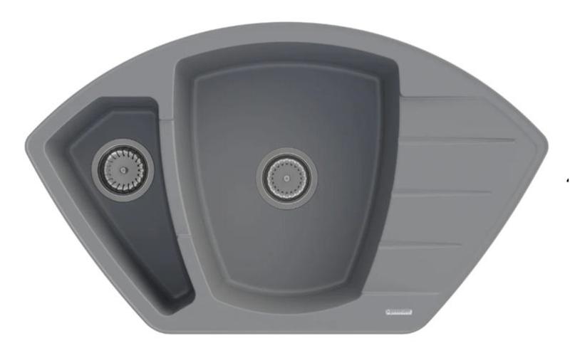 Graniteland Monte Granit Graue Eckspüle Aufbau 901x538mm mit Edelstahl Stecker 1208971416