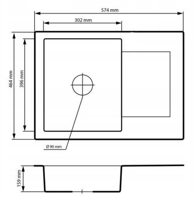 Graniteland Nex Granit beige Spülbecken mit Abtropfbereich 574x464 mm 1208971429