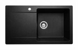 Graniteland Liri Granit Schwarzes Spülbecken mit Abtropffläche 765x448 mm 1208971438