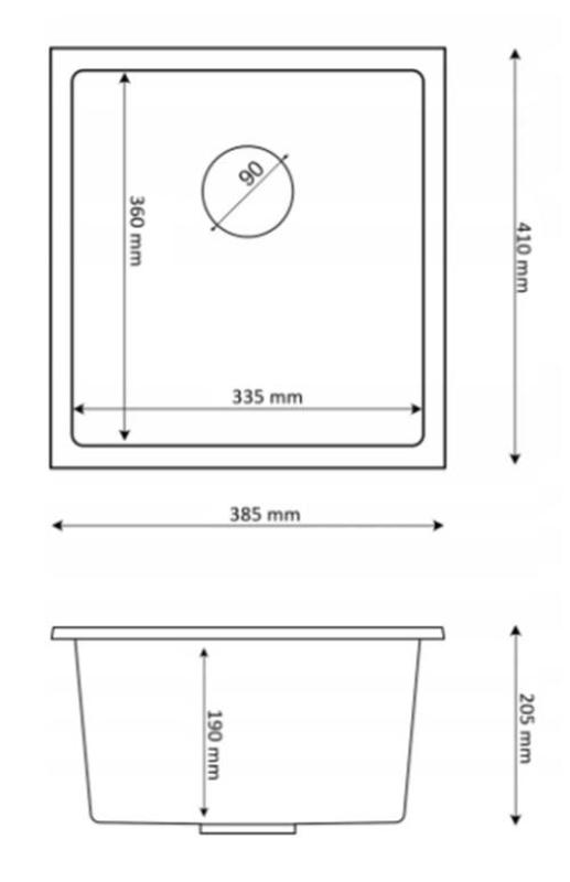 Graniteland Miniva Granit Spülbecken Grau Unterbau 385x410 cm 1208971453