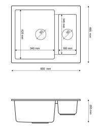 Graniteland Adda Granit Weiß 1.5 Aufbauspüle 600x495mm 1208971455