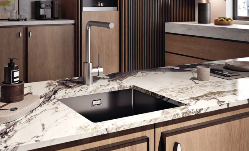 Ausmann Ceramic Ember Keramische Matte Schwarzes Quadrat Einbauspüle und Unterbauspüle 40 x 40 cm mit Gun-Metal-Stecker 1208971488