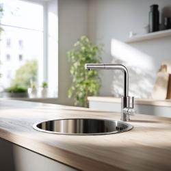 Pure.Sink Rondo Edelstahl Runde Spüle flächenbündig, Unterbau und Aufbau 38 cm PRN38-02