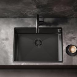 Pure.Sink Luxion PVD Schwarze Spüle 50 x 40 cm Unterbau, flach eingebaut und aufgesetzt PLX5040-63