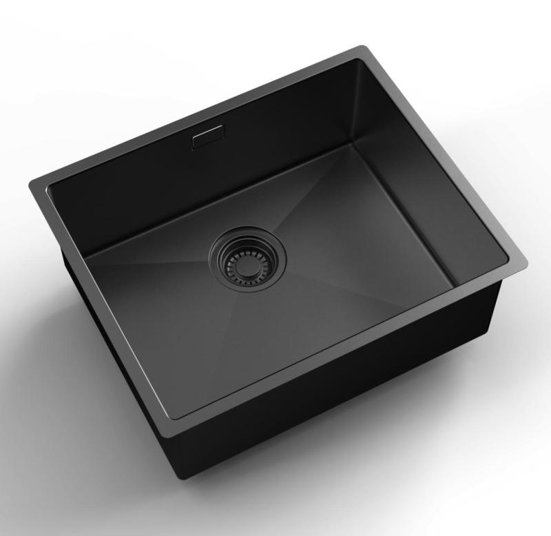 Pure.Sink Luxion PVD Schwarze Spüle 50 x 40 cm Unterbau, flach eingebaut und aufgesetzt PLX5040-63