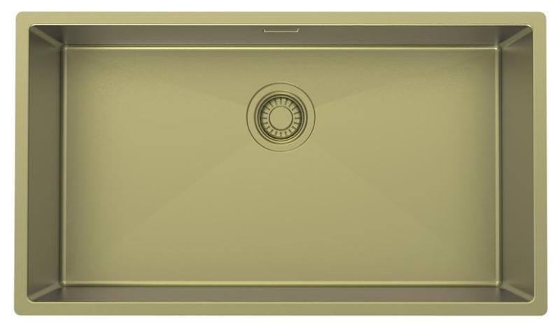 Pure.Sink Luxion Große goldene Spüle 74 x 40 cm Unterbau, flach eingebaut und Aufsatz PLX7440-60