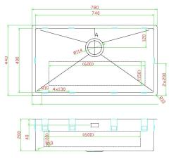 Pure.Sink Luxion Großes Kupferwaschbecken 74 x 40 cm Unterbau, flach eingebaut und Aufsatz PLX7440-62