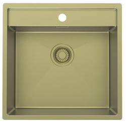 Pure.Sink Luxion Goldfarbene Spüle 51 x 50 cm Tapwing mit Hahnlochbank PLX5150T-60