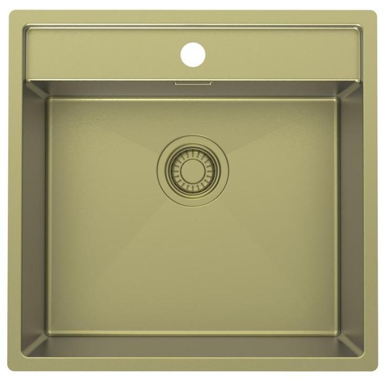 Pure.Sink Luxion Goldfarbene Spüle 51 x 50 cm Tapwing mit Hahnlochbank PLX5150T-60