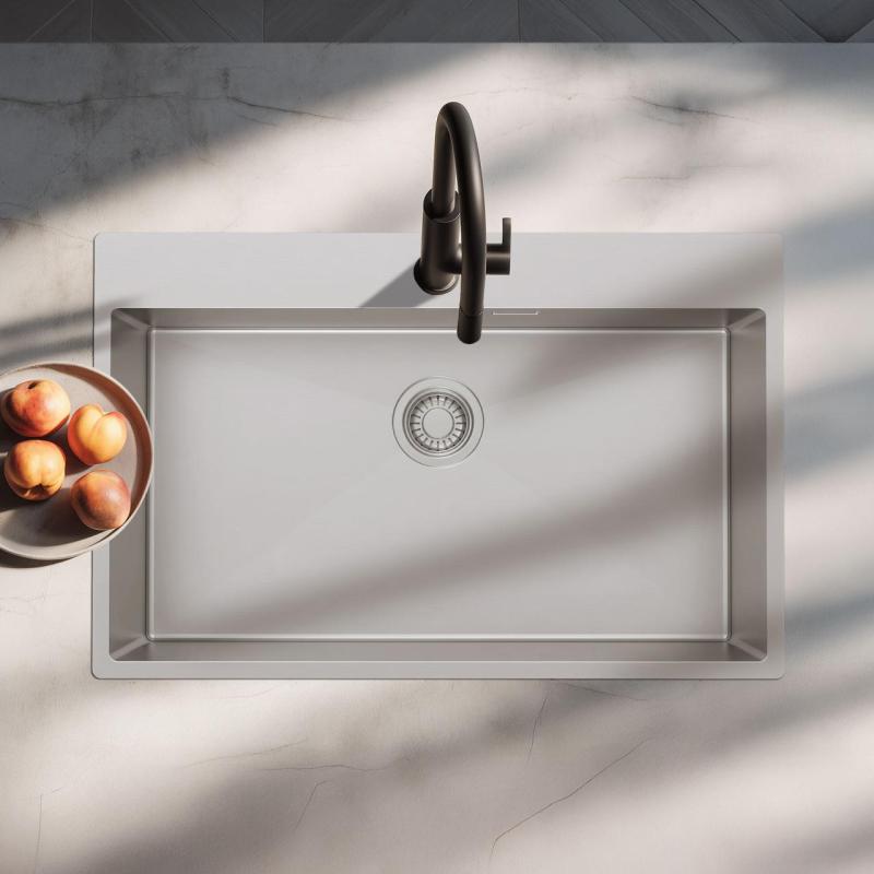 Pure.Sink Luxion Große Edelstahlspüle 78 x 50 cm Tapwing mit Lochbank PLX7850T-02