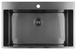 Pure.Sink Luxion Große Gun Metal Spüle 78 x 50 cm Tapwing mit Lochbank PLX7850T-61