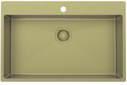 Pure.Sink Luxion Große goldene Spüle 78 x 50 cm Wasserhahnflügel mit Lochbank PLX7850T-60