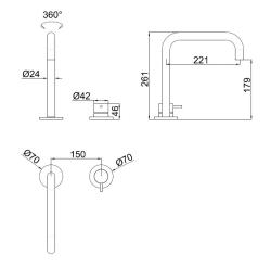 Pure.Sink Luxion 2-Loch-Küchenarmatur aus massivem Edelstahl mit U-Auslauf PLX2HU-02