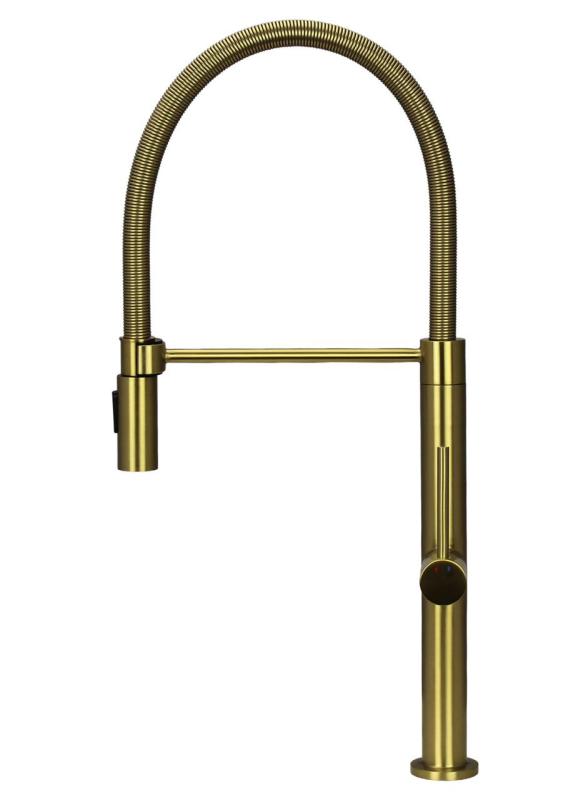 Pure.Sink Luxion Goldener Küchenwasserhahn Profi mit flexiblem Auslauf und 2 Strahlarten PLXFLEX-60