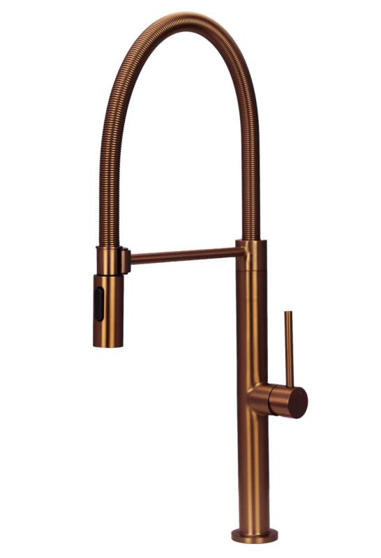 Pure.Sink Luxion Professioneller Küchenwasserhahn aus Kupfer mit flexiblem Auslauf und 2 Strahlarten PLXFLEX-62