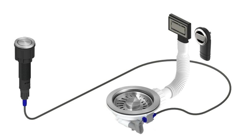 Granitemy Edelstahl Ablaufgarnitur inklusive Druckknopf-Abfall mit Stecker, plus rechteckiger und runder Überlauf 1208971748