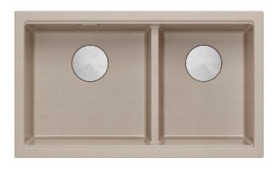 Quadri Newport II Doppelte Beige Granit Unterbau Spüle 702 x 390 mm mit Edelstahl-Stöpsel 1208971757