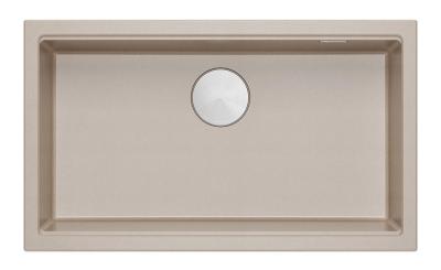 Quadri Newport II großer und tiefer Spülbecken Granit Aufbau und Unterbau Beige Spülbecken 76x45cm mit Edelstahlstopfen 1208971760