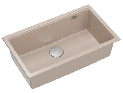 Quadri Newport II großer und tiefer Spülbecken Granit Aufbau und Unterbau Beige Spülbecken 76x45cm mit Edelstahlstopfen 1208971760