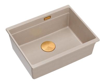 Quadri Newport II Granit Unterbau beige Spüle 560x450mm mit Kupferstöpsel und Ablaufkappe 1208971764