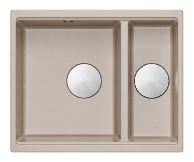 Quadri Newport II beige 1,5 Spülbecken Granit Aufbau und Unterbau Spülbecken 555x460mm mit Edelstahl-Stecker 1208971769