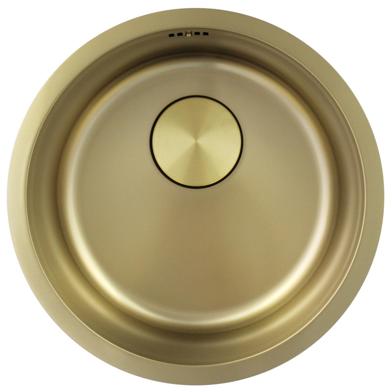 Pure.Sink Rondo Goldene Runde Spüle Flachmontage, Unterbau und Aufbau 38 cm PRN38-60
