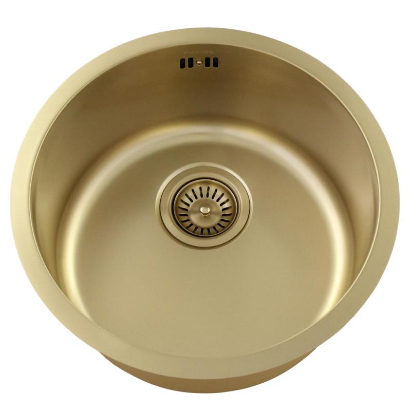 Pure.Sink Rondo Goldene Runde Spüle Flachmontage, Unterbau und Aufbau 38 cm PRN38-60