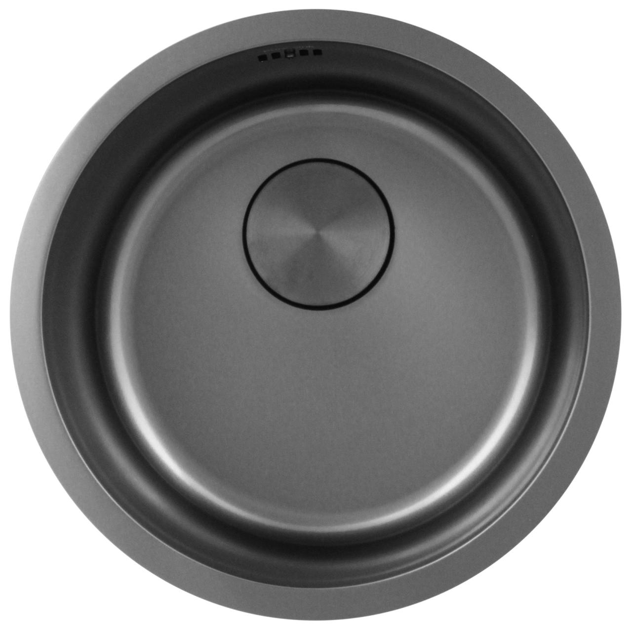 Pure.Sink Rondo Gun Metal Runde Spüle flach Einbau, Unterbau und Aufbau 38 cm PRN38-61