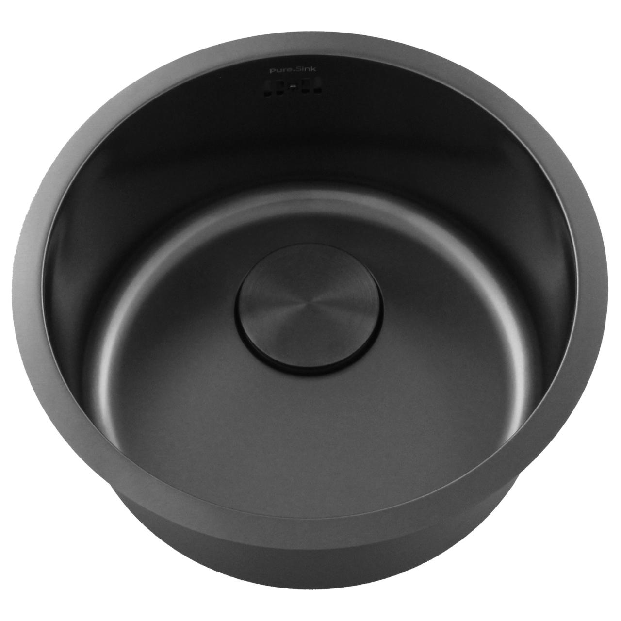 Pure.Sink Rondo Gun Metal Runde Spüle flach Einbau, Unterbau und Aufbau 38 cm PRN38-61
