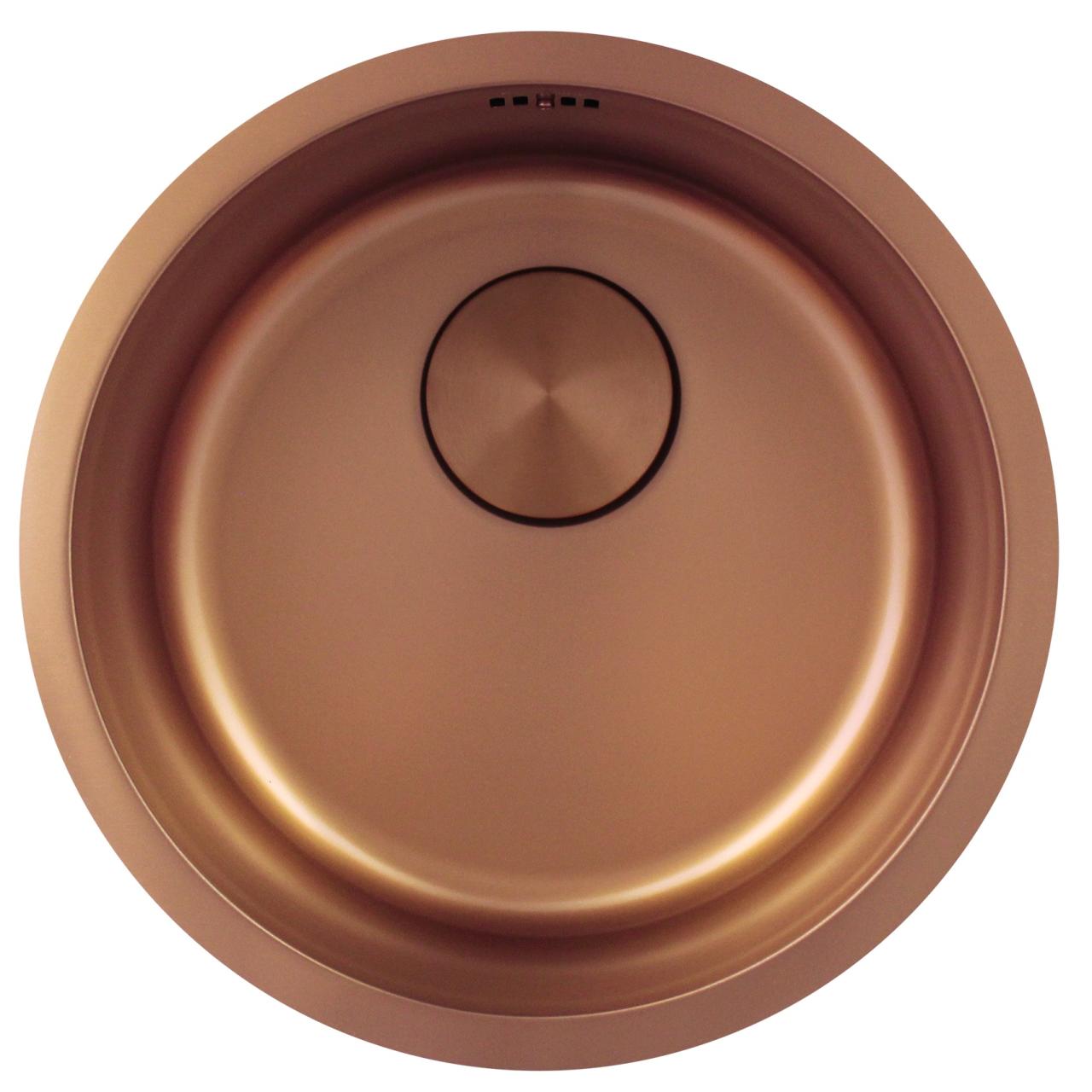 Pure.Sink Rondo Kupfer Runde Spüle flächenbündig, Unterbau und Aufbau 38 cm PRN38-62