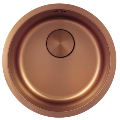 Pure.Sink Rondo Kupfer Runde Spüle flächenbündig, Unterbau und Aufbau 38 cm PRN38-62