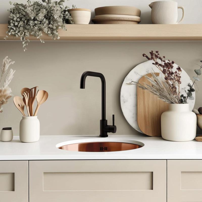 Pure.Sink Rondo Kupfer Runde Spüle flächenbündig, Unterbau und Aufbau 38 cm PRN38-62