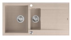 Quadri Luton beige Granitaufbau 1,5 Spüle mit Abtropffläche umkehrbar 100x50cm mit Edelstahl-Stöpsel 1208971794