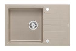 Quadri Cardigan Pearl Beige Granit-Aufbauspüle mit Abtropffläche umkehrbar 78x50cm 1208971816