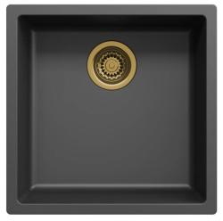 Ausmann Faser schwarzes Spülbecken 40x40cm Unterbau, Aufbau und flächenbündig mit automatischem goldenem Stecker 1208971853