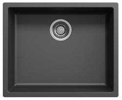 Ausmann Fibre schwarzes Spülbecken 50x40cm Unterbau, Aufbau und Flachbau mit automatischem Edelstahl-Stecker 1208971855