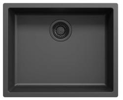 Ausmann Faser schwarzes Spülbecken 50x40cm Unterbau, Aufbau und flacher Einbau mit automatischem schwarzem Stopfen 1208971856