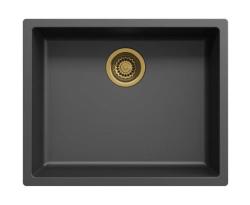 Ausmann Faser schwarzes Spülbecken 50x40cm Unterbau, Aufbau und Flachbau mit automatischem goldenen Stecker 1208971859