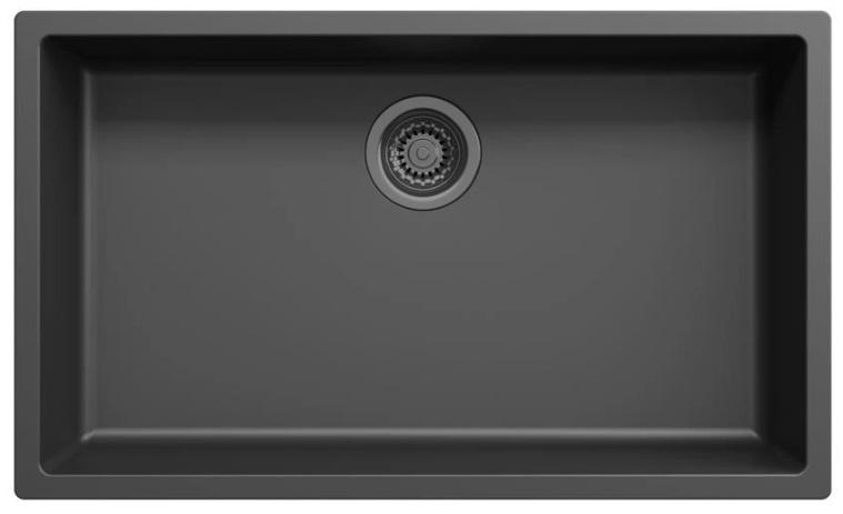 Ausmann Faser schwarz großes Spülbecken 70x40cm Unterbau, Aufbau und Flachbau mit automatischem Gun-Metal-Plug 1208971865