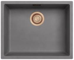 Ausmann Faserbeton graues Spülbecken 50x40cm Unterbau, Aufbau und flächenbündiger Einbau mit Kupferstopfen 1208971884