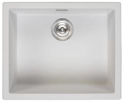Ausmann Faser weißes Spülbecken 50x40cm Unterbau, Aufbau und flächenbündiger Einbau mit automatischem Edelstahlstöpsel 1208971898