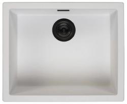 Ausmann Fiber weißes Spülbecken 50x40cm Unterbau, Oberbau und flächenbündiger Einbau mit automatischem schwarzen Stecker 1208971899