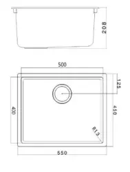 Ausmann Fiber weißes Spülbecken 50x40cm Unterbau, Oberbau und flächenbündiger Einbau mit automatischem schwarzen Stecker 1208971899