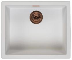 Ausmann Fibre weißes Spülbecken 50x40cm Unterbau, Aufbau und flächenbündig mit automatischem Kupferstöpsel 1208971900