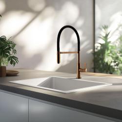 Ausmann Faser weißes Spülbecken 50x40cm Unterbau, Aufbau und Flachbau mit automatischem Gun-Metal-Plug 1208971902