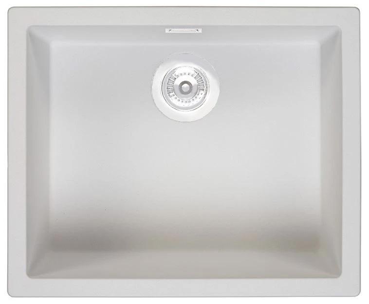 Ausmann Fiber weißes Spülbecken 50x40cm Unterbau, Aufbau und Flächenmontage mit automatischem weißen Stecker 1208971903