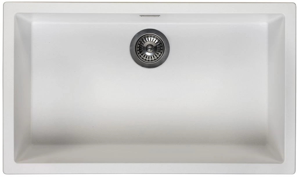 Ausmann Faser weiß großes Spülbecken 70x40cm Unterbau, Aufbau und flächenbündiger Einbau mit automatischem Edelstahl-Stöpsel 1208971904