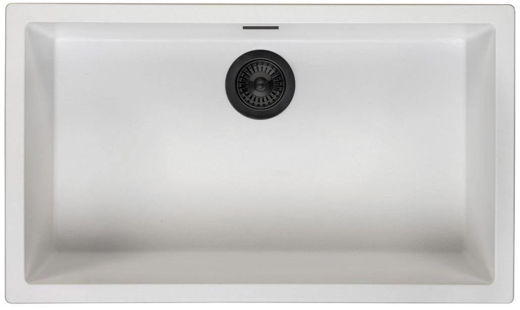 Ausmann Faser weißes großes Spülbecken 70x40cm Unterbau, Oberbau und flächenbündiger Einbau mit automatischem schwarzen Stecker 1208971905